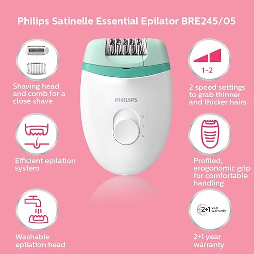 Philips Satinelle Corded Compact Epilator (BRE245) 4