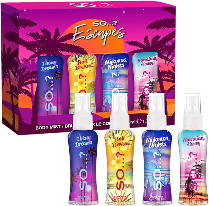So Body Mist Gift Set Ibiza Dreams+Bali Breeze+Mykonos Nights+Hawaiian Honey