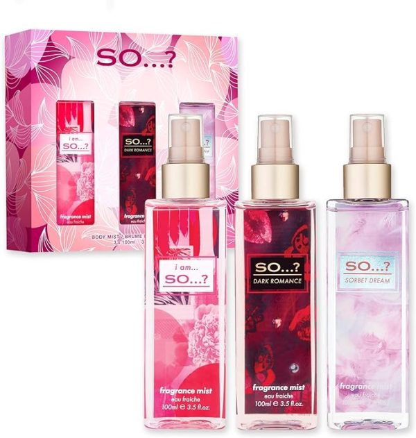 So Collection Fragrance Mist Gift Set Sorbet Dream,Dark Romance,Floral Crush Body Mist