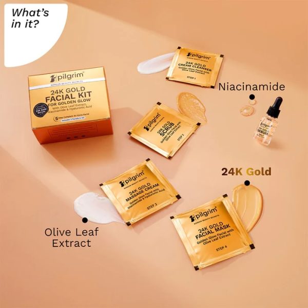 Pilgrim 24K Gold Facial Kit For Golden Glow 4