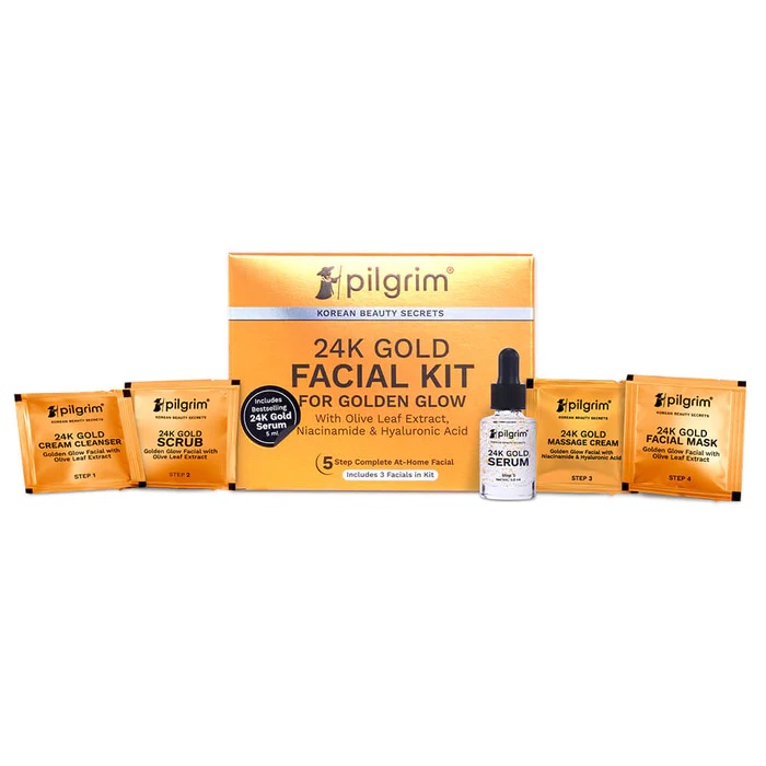 Pilgrim 24K Gold Facial Kit For Golden Glow