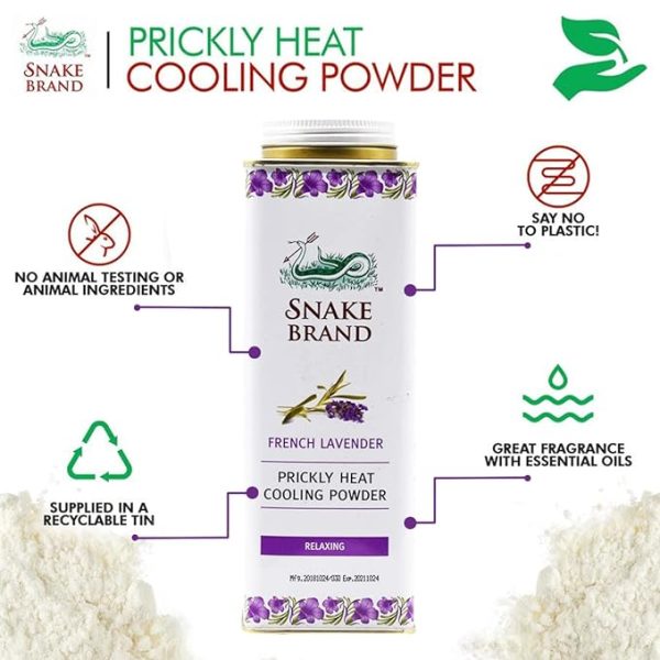 Snake Brand Prickly Heat Cooling Powder Relaxing- French Lavender 5