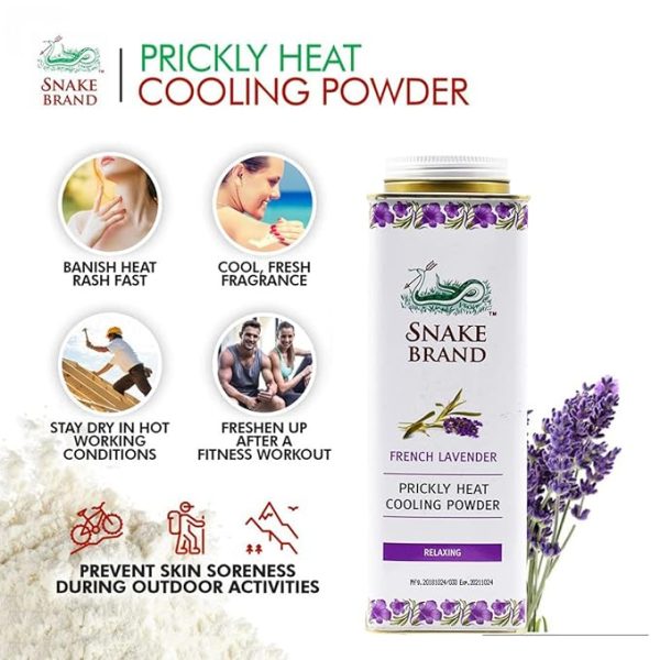 Snake Brand Prickly Heat Cooling Powder Relaxing- French Lavender 3