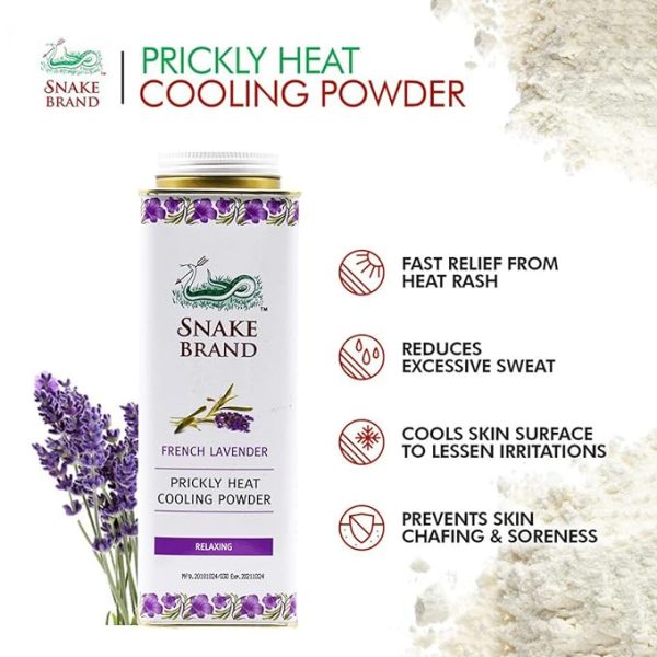 Snake Brand Prickly Heat Cooling Powder Relaxing- French Lavender 2
